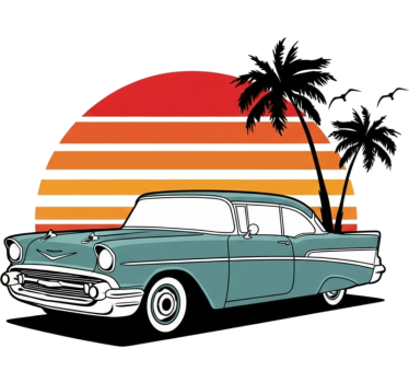 Autoaufkleber vintage sonnenuntergang palmen - TenStickers