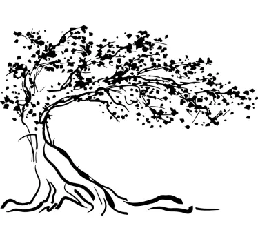Wandtattoo Baum im Wind einfarbig - TenStickers