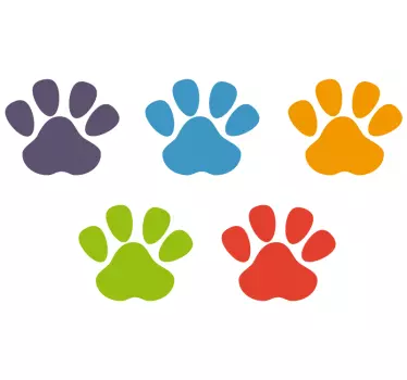 Bunte Pfotenabdrücke Wandaufkleber Set - TenStickers