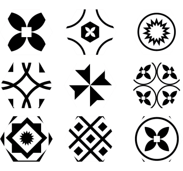 Schwarz-Weiß Sechsecke Bodenfliesen Aufkleber - TenStickers