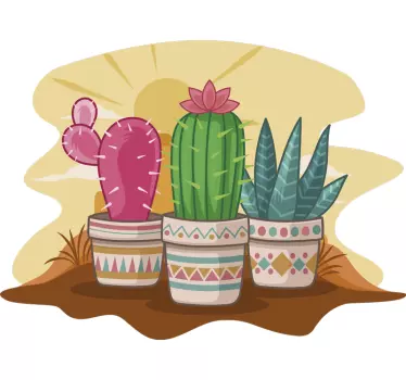 Wandtattoo Pflanzen bunte kakteen im topf - TenStickers