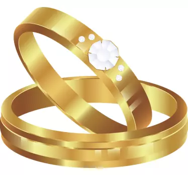 Autoaufkleber Hochzeit Gold Ringe - TenStickers
