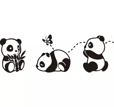 Panda Schmetterling Wildtier Aufkleber - TenStickers