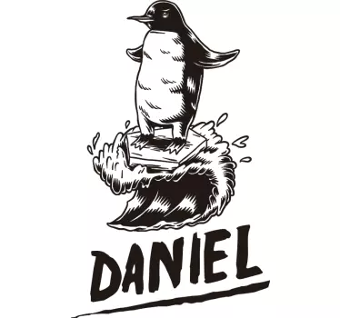 Wandtattoo zitat surfer-pinguin personalisiertes design - TenStickers