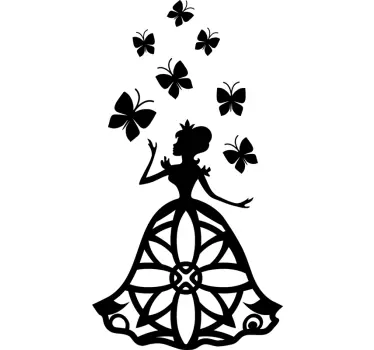 Schmetterling und Prinzessin fensteraufkleber - TenStickers