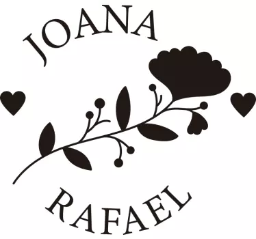 Braut und bräutigam name hochzeit wandaufkleber - TenStickers