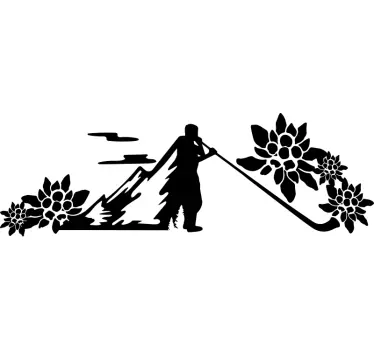 Traditionelles wandtattoo alphorn - TenStickers