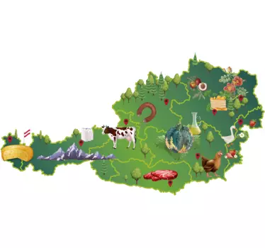 Bunte österreich karte kinder wandaufkleber - TenStickers
