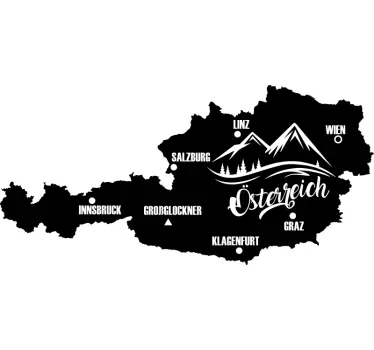 Schwarze Österreich karte Wandtattoo - TenStickers