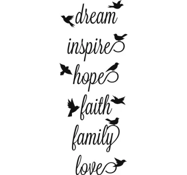Inspirierende worte mit vogel wandtattoo - TenStickers