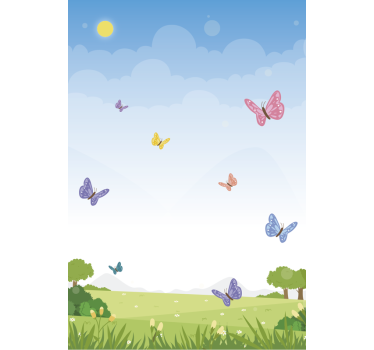 Frühlingswiese schmetterling fenster aufkleber - TenStickers