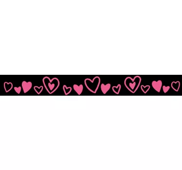 Pink-schwarze Herzen Bordüre Wandtattoo - TenStickers