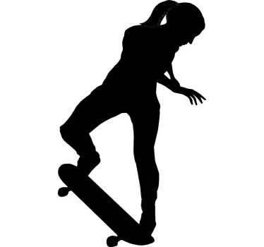 Silhouette Mädchen Skateboard Wandtattoo - TenStickers