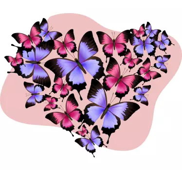 Schmetterlinge im Herz Wandtattoo - TenStickers