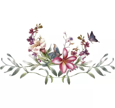 Aquarell schmetterling & blumen blume wandtattoo - TenStickers