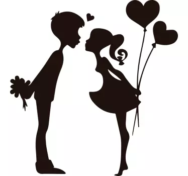 Junges küssendes Paar Liebe Wandaufkleber - TenStickers