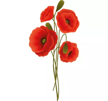 Zarte Mohnblume Wandtattoo Badezimmer - TenStickers