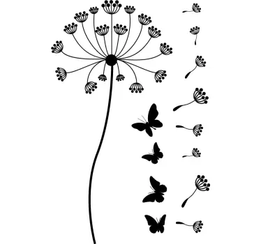 Pusteblume und Schmetterlinge Wandtattoo - TenStickers