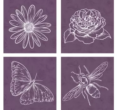 Vintage botanisches Muster Fliesenaufkleber - TenStickers