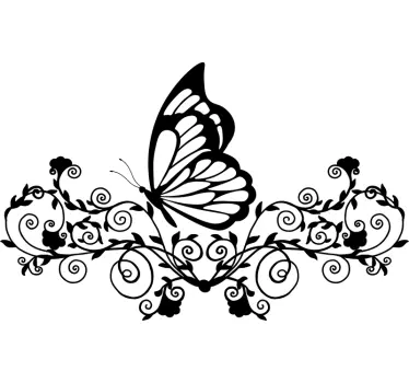 Schmetterling und Blumen Wand Tattoo - TenStickers