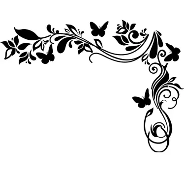 Blumenzweig mit Schmetterlingen Blumen Wandtattoo - TenStickers