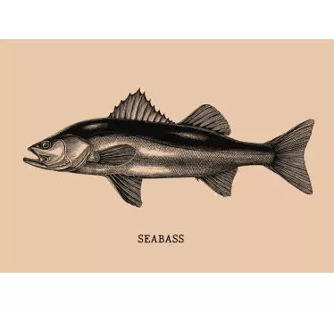 Wandtattoo Fisch Realistischer Seebarsch handgezeichnet - TenStickers