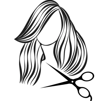 Wandtattoo Frau und Schere Friseur - TenStickers