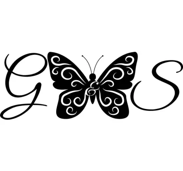 Wandtattoo schmetterling schönes design mit initialen - TenStickers