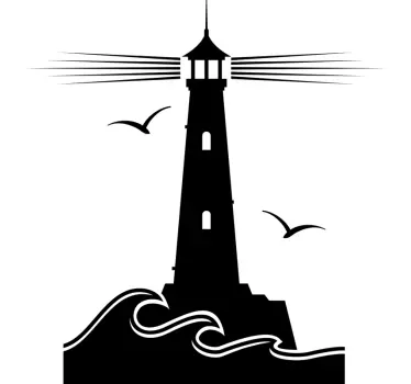 Wandtattoo Maritim Leuchtturm mit Möwen - TenStickers