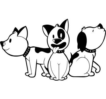 Wandaufkleber Hund Drei gleiche Hunde - TenStickers