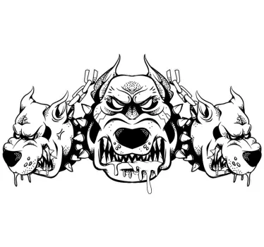 Wandtattoo Tier Drei wütende Hundeköpfe - TenStickers