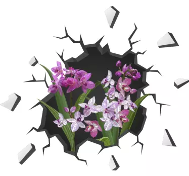 Aufkleber visuelle Effekte Orchideen aus der Wand - TenStickers