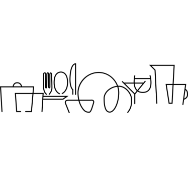Geschirr Line Art Wandtattoo Küche - TenStickers