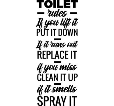 Wandtattoo Badezimmer Toilet Rules Text - TenStickers