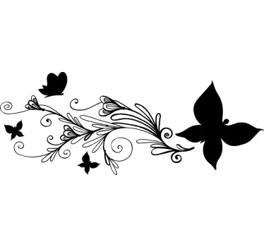 Aufkleber Auto mit Blumen und Schmetterling - TenStickers