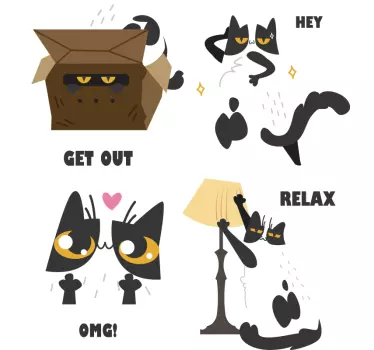 Wandaufkleber Lustige moderne Katzen - TenStickers
