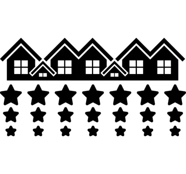 Sticker Silhouette Sterne über der Stadt - TenStickers