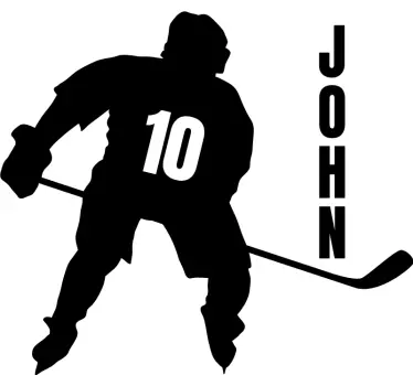 Sport Aufkleber Eishockeyspieler Aktion mit Namen - TenStickers