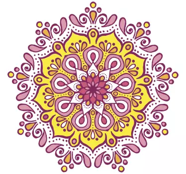 Aufkleber floral Mandala buntes rosa und gelb - TenStickers