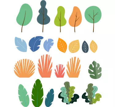 Wandtattoo pflanzen bunte blättervielfalt - TenStickers