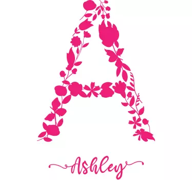Aufkleber Text Rosa blumeninitiale - TenStickers