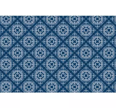 Bodensticker Blauer bodenteppich mit weißem mosaikmuster - TenStickers