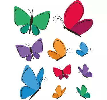 Wandtattoo Schmetterling lebendiges schmetterlingssortiment - TenStickers