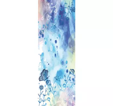 Kühlschrank Sticker Blumenzeichnung und Schmetterlinge - TenStickers