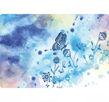 Notebook Aufkleber Blumenzeichnung und Schmetterlinge - TenStickers
