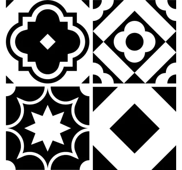 Fliesenaufkleber schwarz-weiße Muster - TenStickers