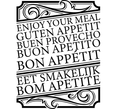 Aufkleber Text Guten appetit in verschiedenen sprachen - TenStickers