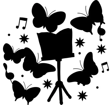 Wandtattoo schmetterling und musik - TenStickers