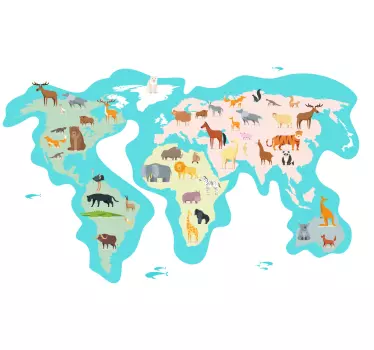 Wandtattoo Weltkarte Weltkarte nordisch für kinder mit fauna - TenStickers