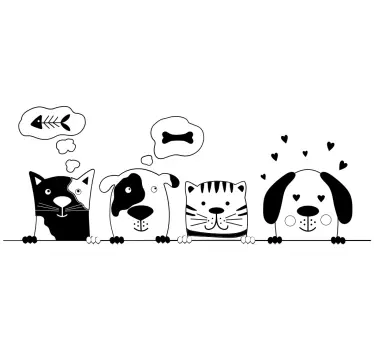 Comic Aufkleber Tiere Freunde schwarz und weiß - TenStickers